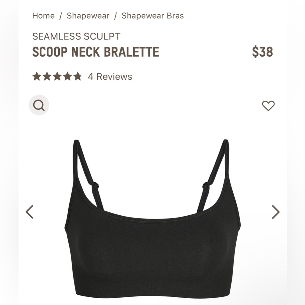SKIMS Seamless Sculpt Scoop Neck Bralette Size Small